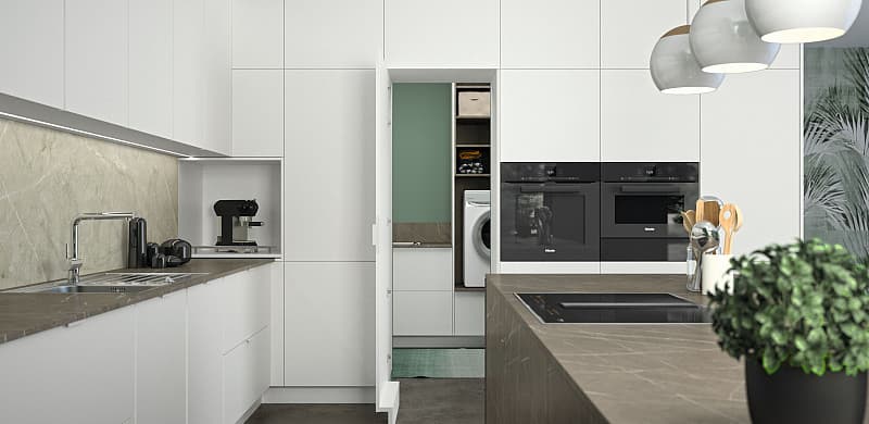 Dachschräge - Küche inklusive Hauswirtschaftsraum