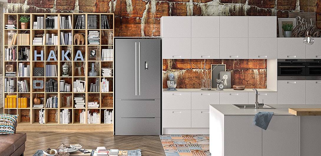 KÜCHE KREATIV - PURISMUS IN GLETSCHERWEISS MIT MUSCHELGRIFFE