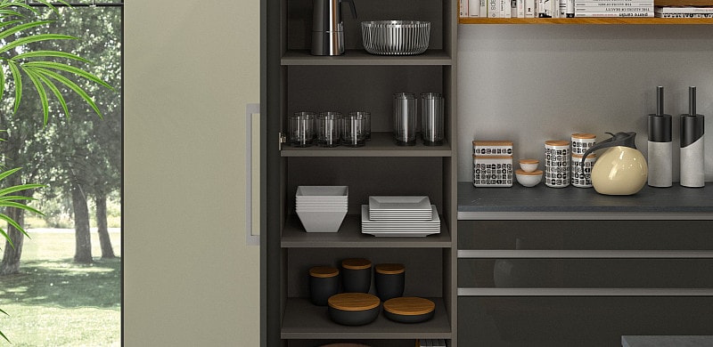 Küche glanzvoll - HOCHGLANZ IN ANTHRAZIT UND EICHE MASSIV