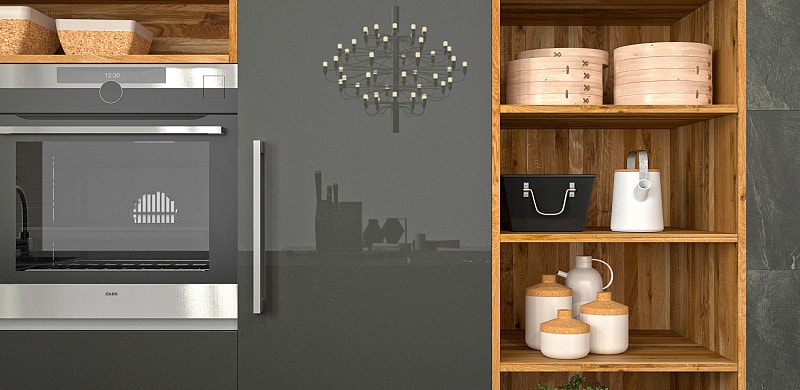 Küche glanzvoll - HOCHGLANZ IN ANTHRAZIT UND EICHE MASSIV