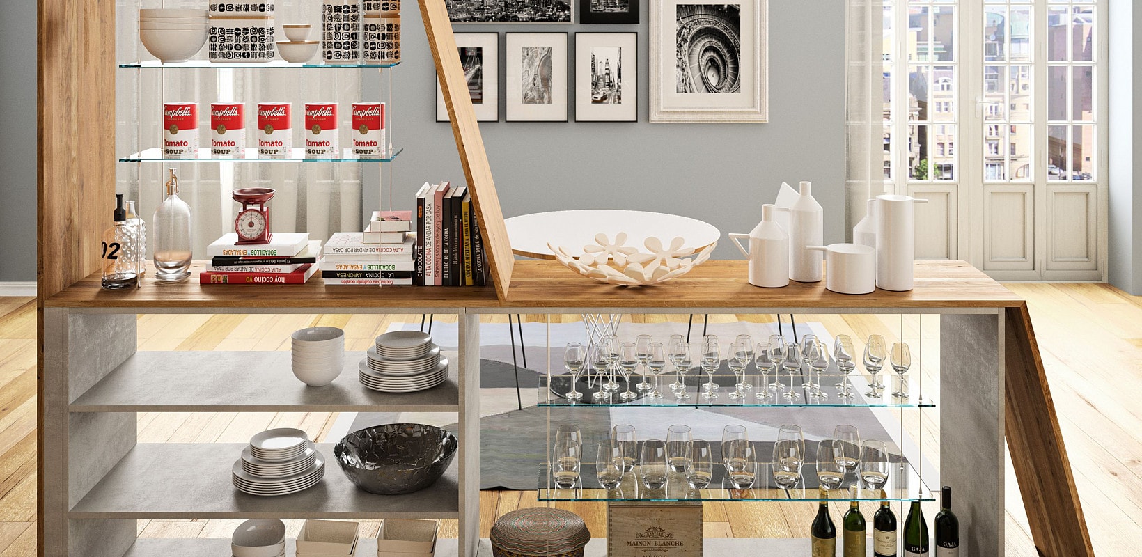 Küche unkonventionell - STRUKTURIERTE BETONOPTIK TRIFFT AUF EICHE